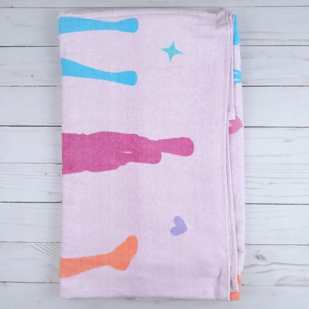 Mattel Barbie Beach Towel 28x58 Pink Hearts